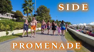 SIDE ALL HOTELS PROMENADE, Beach & Shopping /  Walking tour 4K TURKIYE #side #turkey #beach