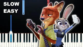 Zootopia - Try Everything (SLOW EASY PIANO TUTORIAL)