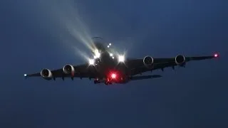 🇲🇾 Malaysia A380 Appears Out Of The Darkness at Heathrow Airport