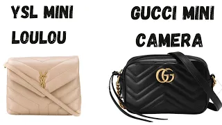 YSL MINI LOULOU BAG VS GUCCI MARMONT MINI CAMERA BAG// Size, what fits/ Mod shots | VLOGMAS 6