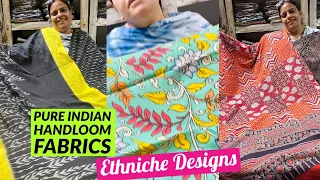 Pure Ajrak Modal, Original Bagh Print Fabric, Double Ikkat, Kalamkari & Much More at Ethiche Designs