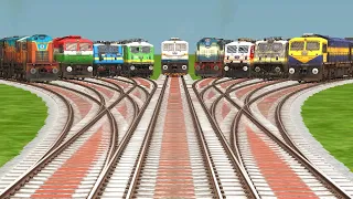 9️⃣ INDIAN TRAINS🔺️ RUN FOR BUMPY BRANCHED RAILROAD TRACKS| Indian Train Simulator | Trains_Crossing