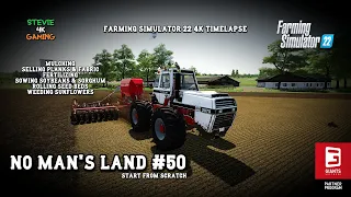 No Man's Land/#50/Sowing soybeans & sorghum/Mulching/Fertilizing/Selling Fabric/FS22 4k timelapse