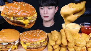 ENG SUB) ASMR CHEESEBURGERS & CHICKEN NUGGET & CHEESE STICK EATING SOUNDS MUKBANG 햄버거 먹방ASMR MUKBANG