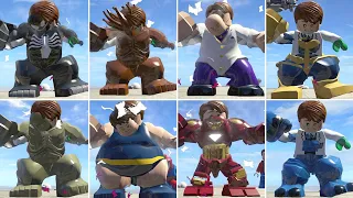 All Big-Fig Characters Perform Lizard Curt Connors Transform Animation in LEGO Marvel Super Heroes