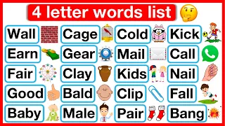 4 Letter Words List 🤔 | Phonics lesson 4 | Reading Words Lesson | Learn with examples