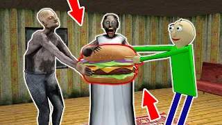 Granny vs burger vs Grandpa and Baldi - funny horror animation (30 minutes with Granny)