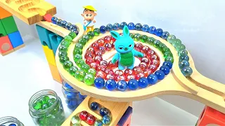 Satisfying Marble Run ASMR ☆ HABA Slope ♫ BorneLund Twist, Glass Jar with Water, Blue Pipe