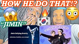 Jimin Defying Gravity | Athleticism + BTS lifting and carrying Jimin(REACTION)