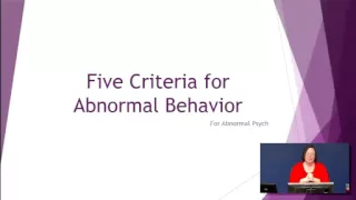 Five Criteria for Abnormal Behavior with Dr Z