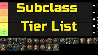 Sub Class Tierlist for Baldur's Gate 3 Early Access Patch 9