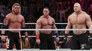 John Cena Edge Brock Lesnar Vs ultimate Warrior Erick Rowan The Rock Tag Team Wwe Match wwe2k23
