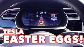 SOME TESLA MODEL "S" EASTER EGGS! Rainbow Road and MARS Lunar Rover.