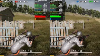 PUBG Ultra Settings 4K RX 7900 XTX + 7950X3D VS RTX 4090 + i9 13900K