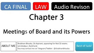 Meeting of Board & its Powers - Nov22/May23 - CA Final Law - Audio Revision by Shubham Bhauka
