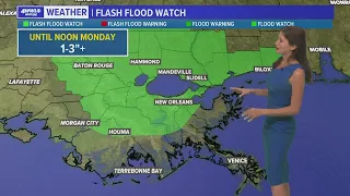 Flash flood watch issued until noon Monday