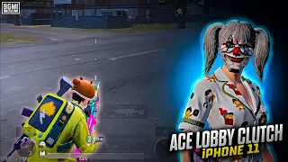 ACE LOBBY EPIC CLUTCH 😱 iPHONE 11 SMOOTH + 60FPS PUBG / BGMI TEST 2023🚨 5 FINGER GAMEPLAY🔥