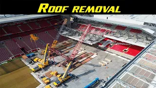 Anfield road stand extension. Roof removal ( first section ) 29th May 2023