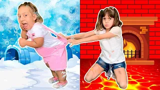 Maria Clara e Jessica e a História Engraçada do QUENTE VS FRIO | Hot vs Cold Challenge -MC Divertida