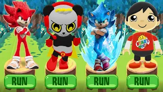 Tag with Ryan vs Sonic Dash - Combo Panda and Ryan Kaji vs Fire Sonic and Ice Sonic