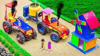 Top diy tractor making mini Electric Windmill | diy mini concrete mixer technology | @Farm Diorama