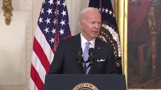 Biden Struggles To Read Coherent Thought Despite Reading From Gigantic Teleprompter