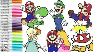 Super Mario Bros Coloring Book Compilation Mario Luigi Princess Peach Rosalina Bowser Yoshi Spiny