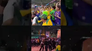 Melbourne's Fed Square erupts after the Socceroos' goal against Denmark!