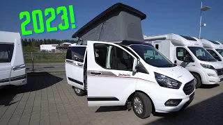 Motorhomes 2023 now sensationally cheap: Dethleffs Globevan. Space for 4 persons! Only 4.97m!