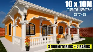 ✅Diseño de Casa con 3 arcos | Como construir una casa estilo guatemalteco | Diseño de Casa 10 x 10 M