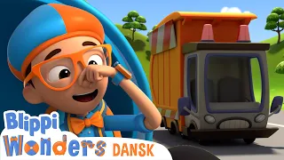 Skraldebil | Blippi Dansk | Moonbug Børn Dansk - tegnefilm for børn