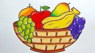 How to draw Fruit Basket Easy step by step  | Fruit Bowl Drawing | Fruit Basket drawing