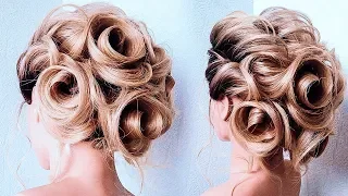 Красивая Прическа на Выпускной. Flower Bun Hairstyle.New Bridal updo