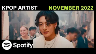 [TOP ARTIST 20] MOST STREAMED KPOP ARTIST on NOVEMBER Spotify  2022