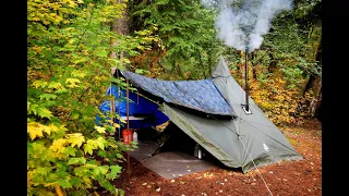 Fall Camping and Fishing on The Beautiful Clackamas River, Oregon - Hot Tent Camping in Fall Foliage