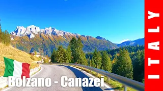 Driving in Italy - Dolomites 4K - From Bolzano to Canazei - Lago di Carezza