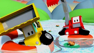 The beach - Learn with Tiny Trucks 👶 Educational Cartoon for Kids