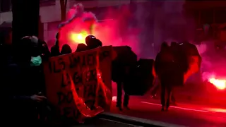 French protest police brutality, clashes erupt