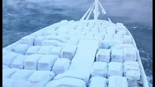 Large Frozen Icebreaker Ships Crashing Ice! Collapse Icebergs & Glacier Calving