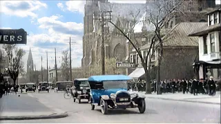 Detroit, Michigan 1920s in color [60fps, Remastered] w/sound design added