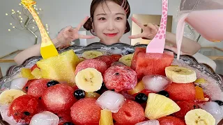 ASMR Watermelon punch, Fruit Salad MUKBANG🍉💦