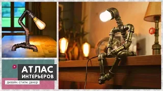 Industrial pipe lamp design. Robot pipe lamp ideas