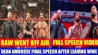 Dean Ambrose Gives Final WWE Speech After Raw !! Is he leaving WWE !! Raw 8/04/2019 highlights