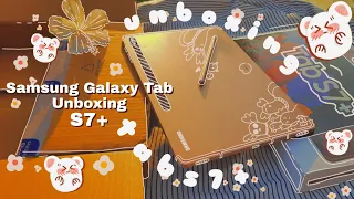 unboxing samsung galaxy tab s7+ |aesthetic unboxing 📦 |mystic bronze 🍑|asmr nnboxing