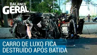 Estudante sobrevive a batida que destruiu carro de luxo em SP