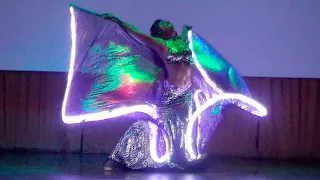 Cool Isis LED Wings Belly Dance Performance / Oriental Dance Solo / Live Dance Drum Solo #bellydance
