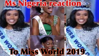 Miss Nigeria's Priceless  Reaction to Miss World 2019 Jamaica Toni Ann Singh |Reaction