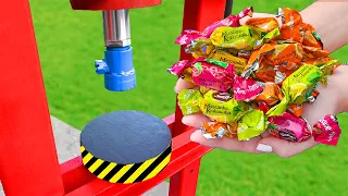 EXPERIMENT HYDRAULIC PRESS VS CANDY