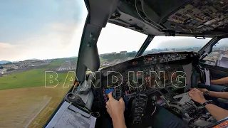 BOEING 737 800 LANDING AT HUSEIN SASTRANEGARA INTERNATIONAL AIRPORT BANDUNG // COCKPIT VIEW