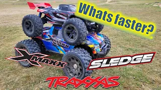 Traxxas Sledge vs X-Maxx - you'll never believe which is faster!